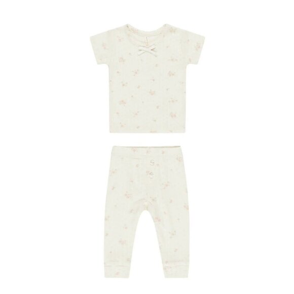 Quincy Mae Other - NWT - Quincy Mae pink ditsy cream pointelle set size 4-5Y​​​​